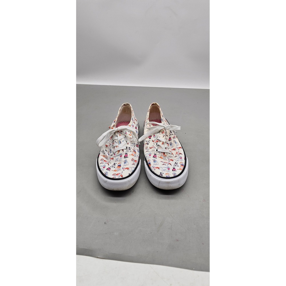 Cynthia Rowley Womens Dog Print Canvas Sneakers Low Top Lace Up White Multi 9